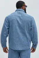 Water Brush Denim Shirt(Light Blue,S)