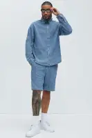 Water Brush Denim Shirt(Light Blue,S)