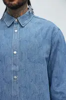 Water Brush Denim Shirt(Light Blue,S)