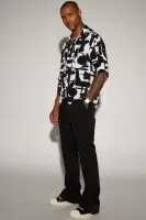Perfect Strokes Button Up Shirt(Black/combo,S)