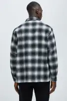 Cassnet Plaid Button Up Shirt(Black/combo,S)