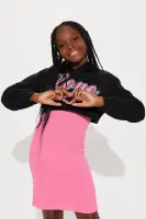 Mini Spreading My Love Hooded Dress Set(Black/Pink,4)