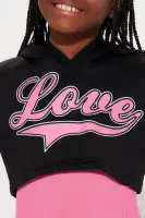 Mini Spreading My Love Hooded Dress Set(Black/Pink,4)