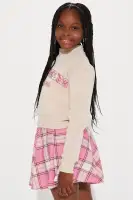 Mini So LA Mock Neck Sweatshirt & Pleated Skirt Set(Taupe/combo,7/8)