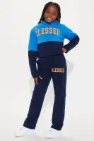 Mini Blessed Colorblock Fleece Pant Set