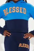 Mini Blessed Colorblock Fleece Pant Set(Navy,XS)