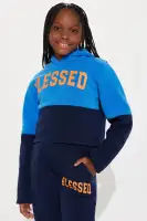 Mini Blessed Colorblock Fleece Pant Set(Navy,XS)