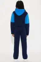 Mini Blessed Colorblock Fleece Pant Set(Navy,XS)