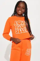 Mini Love Yourself Fleece Pant Set(Orange,XS)