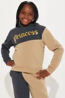 Mini Princess Colorblock Fleece Pant Set(Charcoal,XS)