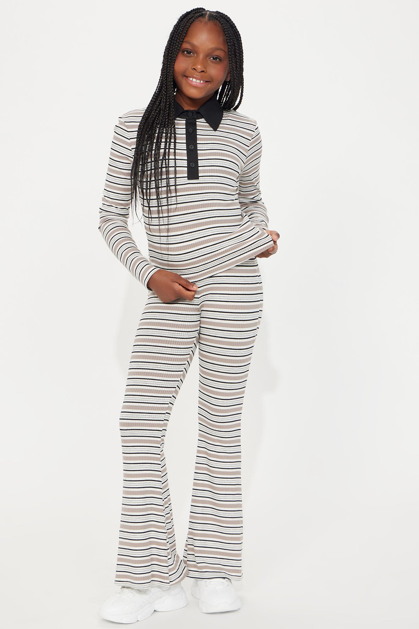 Mini Mckenzie Striped Polo Flare Leg Set