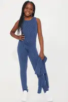 Mini Thinking It Over 2 Piece Jumpsuit Set(Navy,4/5)