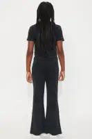 Mini Split Up Mineral Wash Pant Set(Black/Grey,4/5)