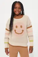 Mini Smiley Miley Sweater With Rib Flare Pant Set(Oatmeal/combo,7)