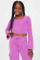 Mini Nobody Like Me Ribbed Pant Set(Fuchsia,4/5)