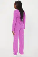 Mini Nobody Like Me Ribbed Pant Set(Fuchsia,4/5)