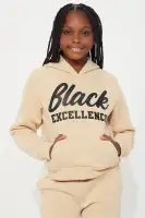 Mini Black Excellence Fleece Pant Set(Tan,XS)
