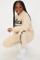 Mini Black Excellence Fleece Pant Set(Tan,XS)