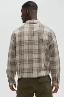 Delano Cropped Plaid Shirt(Taupe/combo,S)