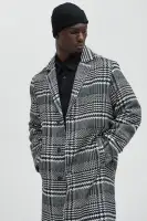 Mixed Plaid Car Coat(Black/combo,S)
