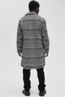 Mixed Plaid Car Coat(Black/combo,S)