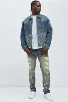 Patrick Pleated Trucker Jacket(Vintage Blue Wash,S)