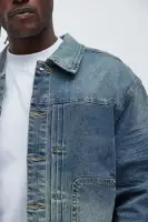 Patrick Pleated Trucker Jacket(Vintage Blue Wash,S)