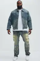 Patrick Pleated Trucker Jacket(Vintage Blue Wash,S)