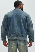 Patrick Pleated Trucker Jacket(Vintage Blue Wash,S)