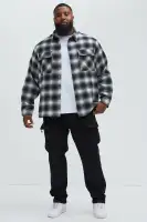 Cassnet Plaid Button Up Shirt(Black/combo,S)