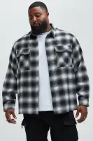 Cassnet Plaid Button Up Shirt(Black/combo,S)