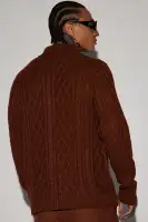 On Occasion Cable Knit Cardigan(Chocolate,S)