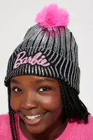 Mini Barbie Girl Metallic Pom Pom Beanie And Glove Set(Silver,OS)