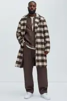 Extraordinary Brushed Mohair Wool Long Coat(Brown/combo,S)
