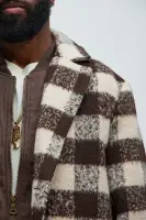 Extraordinary Brushed Mohair Wool Long Coat(Brown/combo,S)