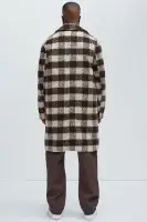Extraordinary Brushed Mohair Wool Long Coat(Brown/combo,S)