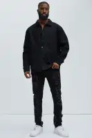 Yorktown Twill Button Up Shirt(Black,S)