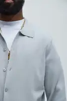 Baker Lightweight Polo Cardigan(Grey,S)