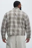 Delano Cropped Plaid Shirt(Taupe/combo,S)