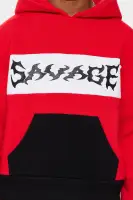 Mini Savage Mode Colorblock Fleece Pant Set(Red/combo,XS)