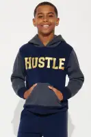 Mini Hustle Mode Colorblock Fleece Pant Set(Navy,XS)
