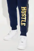 Mini Hustle Mode Colorblock Fleece Pant Set(Navy,XS)