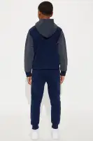 Mini Hustle Mode Colorblock Fleece Pant Set(Navy,XS)