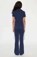 Mini Josie Ribbed Pant Set(Navy,4/5)