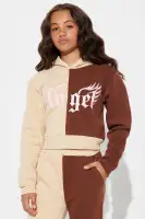 Mini Angel Wings Colorblock Fleece Pant Set(Brown,XS)