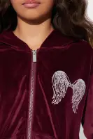 Mini Angel Wings Velour Pant Set(Burgundy,XS)