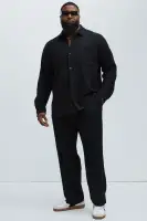 Capstan Textured Button Up Shirt(Black,S)