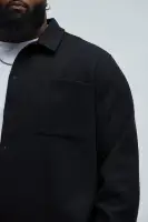 Talbot Wool Like Button Up Shirt(Black,S)