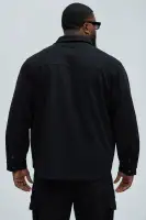 Talbot Wool Like Button Up Shirt(Black,S)