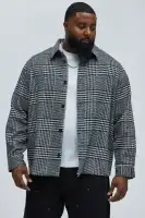 Be Forever Plaid Button Up Shirt(Black/combo,S)